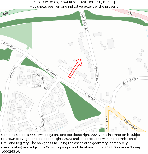 4, DERBY ROAD, DOVERIDGE, ASHBOURNE, DE6 5LJ: Location map and indicative extent of plot