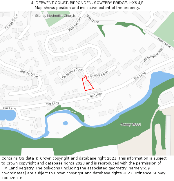 4, DERWENT COURT, RIPPONDEN, SOWERBY BRIDGE, HX6 4JE: Location map and indicative extent of plot