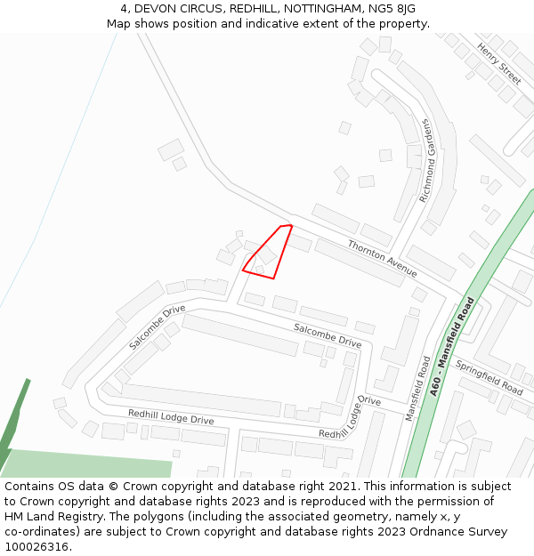 4, DEVON CIRCUS, REDHILL, NOTTINGHAM, NG5 8JG: Location map and indicative extent of plot