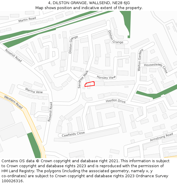 4, DILSTON GRANGE, WALLSEND, NE28 6JG: Location map and indicative extent of plot