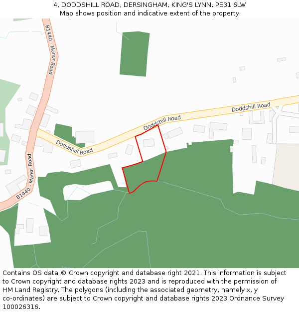 4, DODDSHILL ROAD, DERSINGHAM, KING'S LYNN, PE31 6LW: Location map and indicative extent of plot
