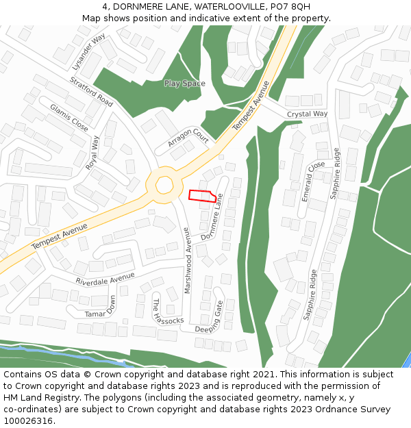 4, DORNMERE LANE, WATERLOOVILLE, PO7 8QH: Location map and indicative extent of plot