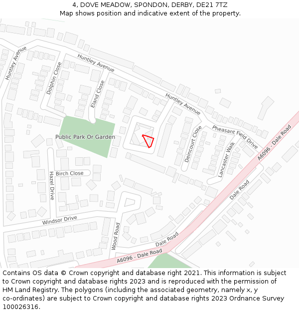 4, DOVE MEADOW, SPONDON, DERBY, DE21 7TZ: Location map and indicative extent of plot