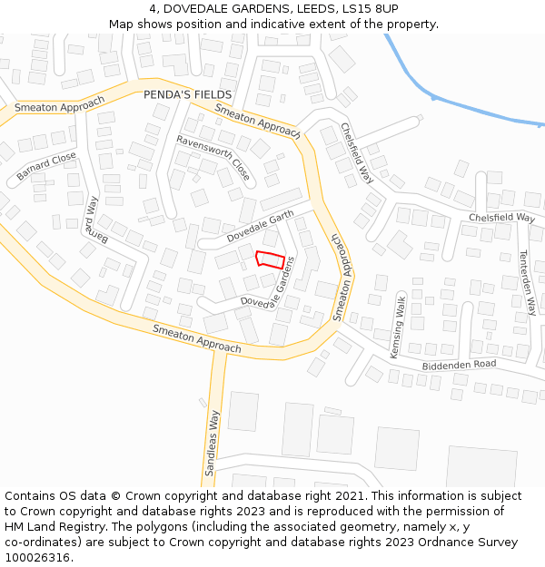 4, DOVEDALE GARDENS, LEEDS, LS15 8UP: Location map and indicative extent of plot