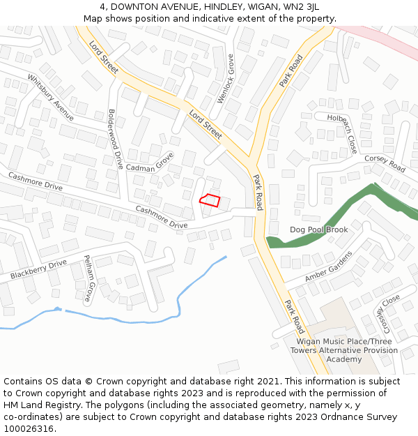 4, DOWNTON AVENUE, HINDLEY, WIGAN, WN2 3JL: Location map and indicative extent of plot