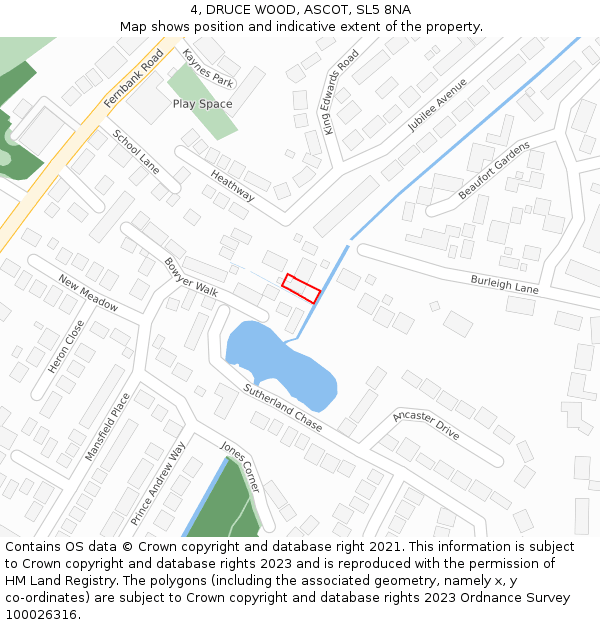 4, DRUCE WOOD, ASCOT, SL5 8NA: Location map and indicative extent of plot
