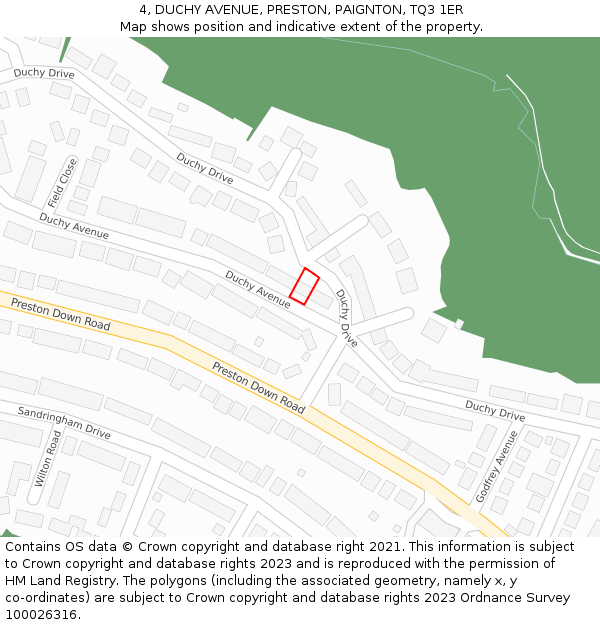 4, DUCHY AVENUE, PRESTON, PAIGNTON, TQ3 1ER: Location map and indicative extent of plot