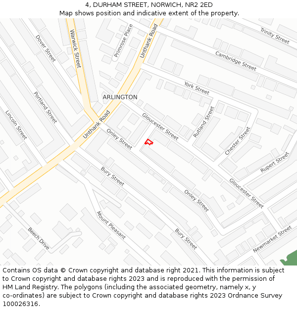 4, DURHAM STREET, NORWICH, NR2 2ED: Location map and indicative extent of plot