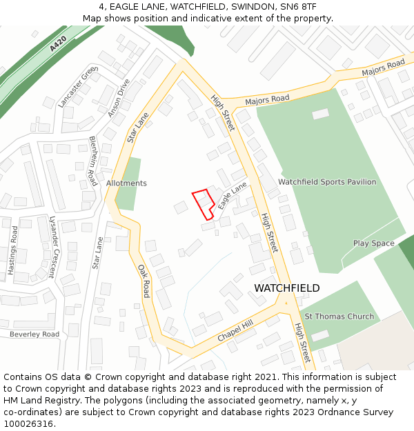 4, EAGLE LANE, WATCHFIELD, SWINDON, SN6 8TF: Location map and indicative extent of plot