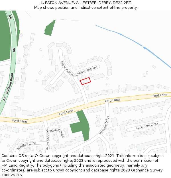 4, EATON AVENUE, ALLESTREE, DERBY, DE22 2EZ: Location map and indicative extent of plot