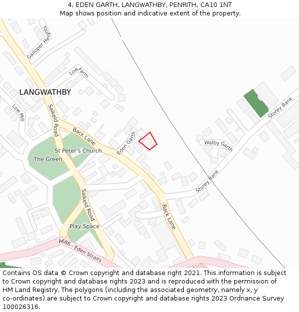 4, EDEN GARTH, LANGWATHBY, PENRITH, CA10 1NT: Location map and indicative extent of plot