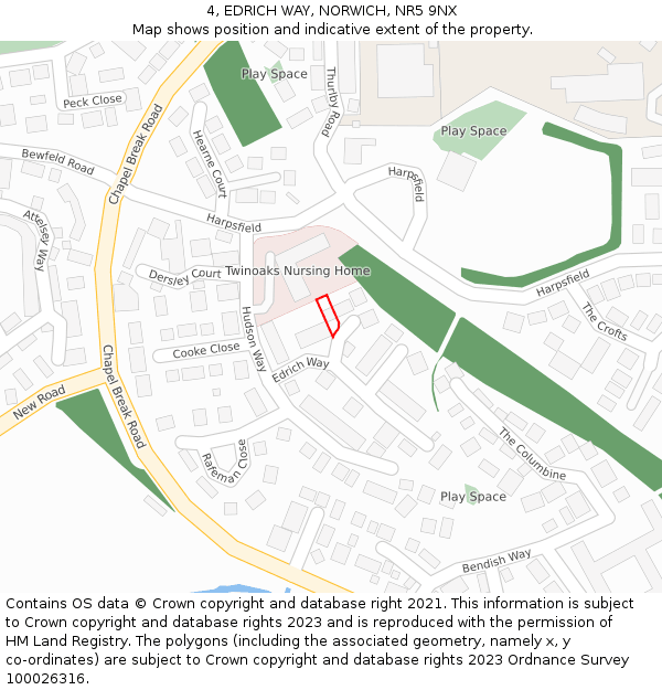 4, EDRICH WAY, NORWICH, NR5 9NX: Location map and indicative extent of plot