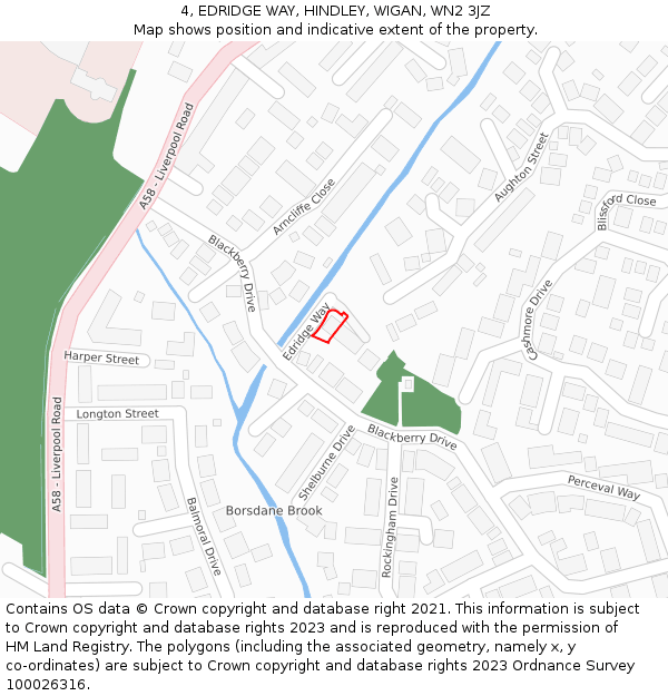 4, EDRIDGE WAY, HINDLEY, WIGAN, WN2 3JZ: Location map and indicative extent of plot
