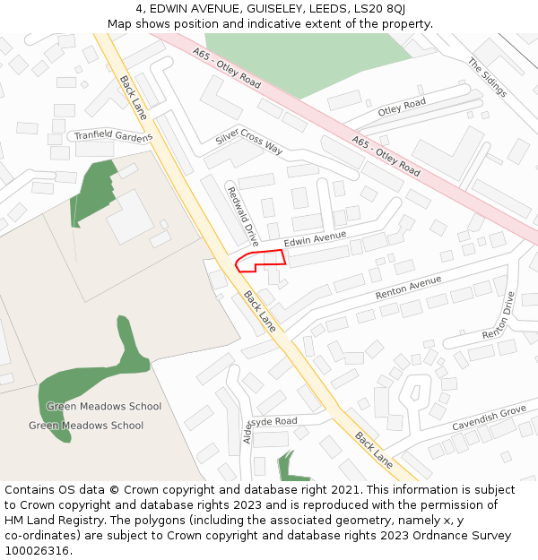 4, EDWIN AVENUE, GUISELEY, LEEDS, LS20 8QJ: Location map and indicative extent of plot