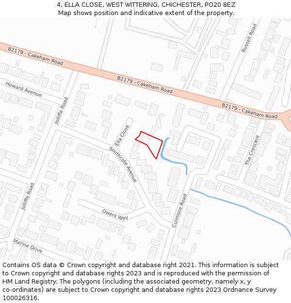 4, ELLA CLOSE, WEST WITTERING, CHICHESTER, PO20 8EZ: Location map and indicative extent of plot