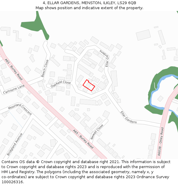 4, ELLAR GARDENS, MENSTON, ILKLEY, LS29 6QB: Location map and indicative extent of plot