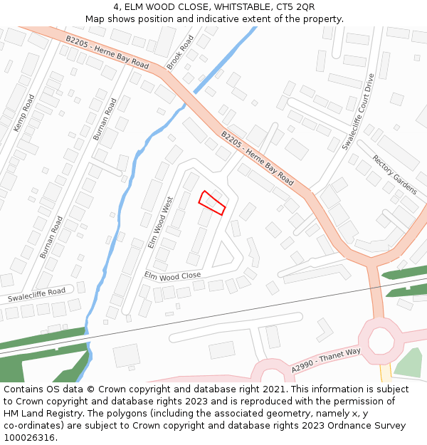 4, ELM WOOD CLOSE, WHITSTABLE, CT5 2QR: Location map and indicative extent of plot