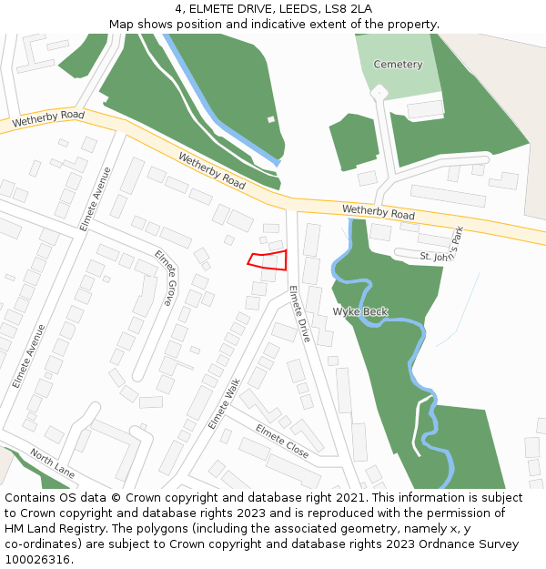 4, ELMETE DRIVE, LEEDS, LS8 2LA: Location map and indicative extent of plot