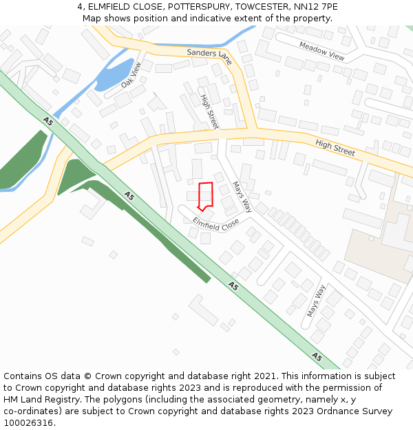 4, ELMFIELD CLOSE, POTTERSPURY, TOWCESTER, NN12 7PE: Location map and indicative extent of plot