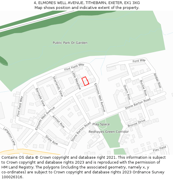 4, ELMORES WELL AVENUE, TITHEBARN, EXETER, EX1 3XG: Location map and indicative extent of plot