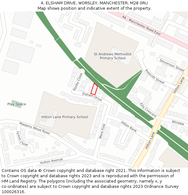 4, ELSHAM DRIVE, WORSLEY, MANCHESTER, M28 0RU: Location map and indicative extent of plot