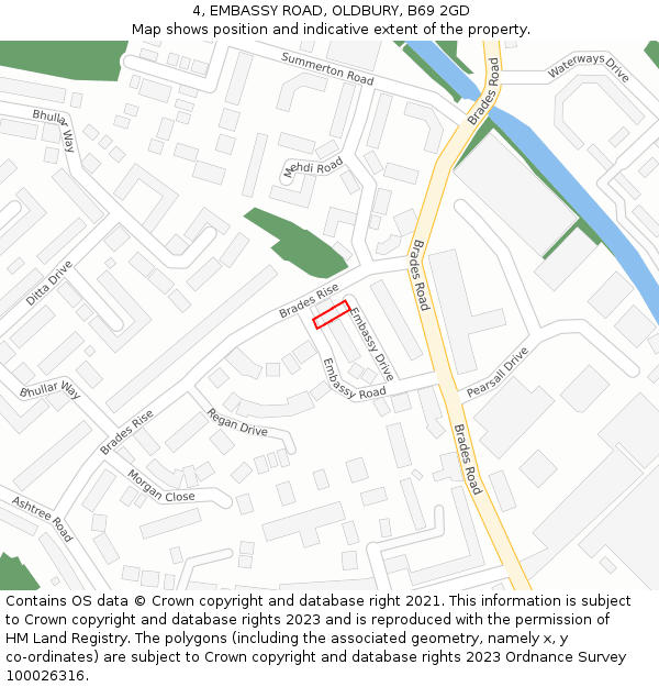 4, EMBASSY ROAD, OLDBURY, B69 2GD: Location map and indicative extent of plot