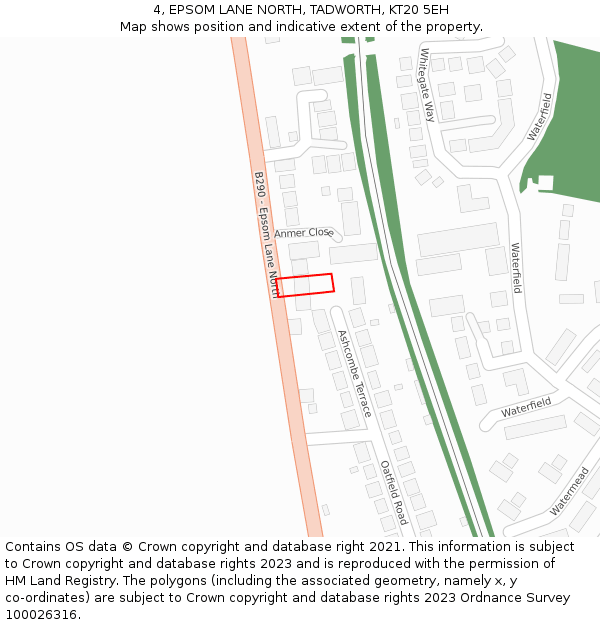 4, EPSOM LANE NORTH, TADWORTH, KT20 5EH: Location map and indicative extent of plot