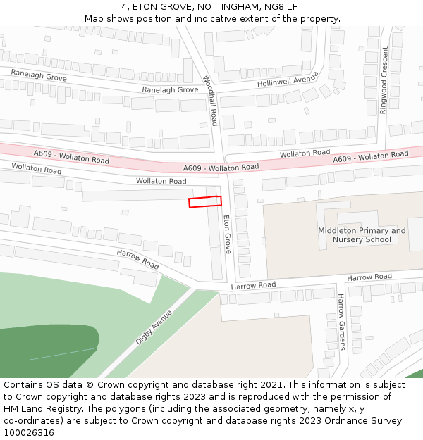 4, ETON GROVE, NOTTINGHAM, NG8 1FT: Location map and indicative extent of plot