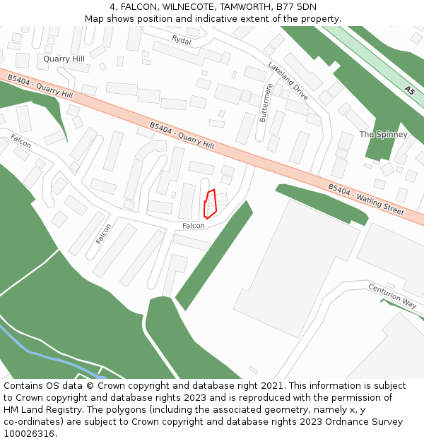 4, FALCON, WILNECOTE, TAMWORTH, B77 5DN: Location map and indicative extent of plot