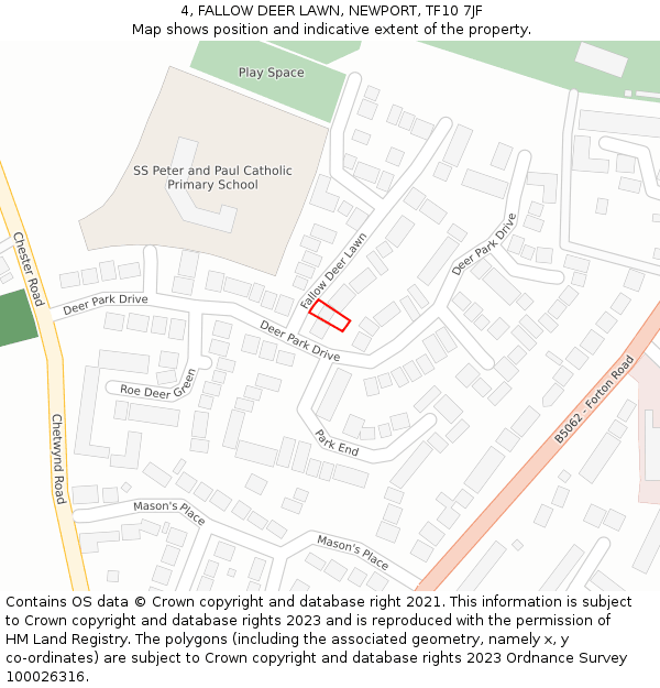 4, FALLOW DEER LAWN, NEWPORT, TF10 7JF: Location map and indicative extent of plot