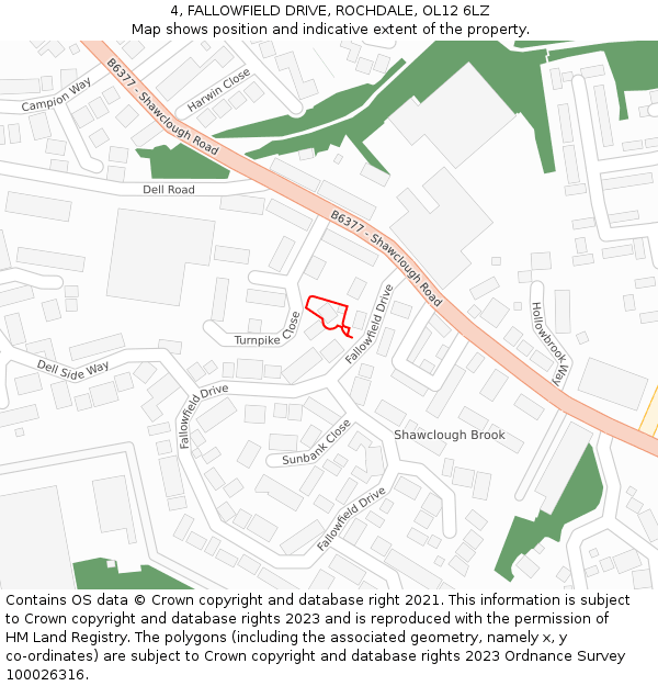 4, FALLOWFIELD DRIVE, ROCHDALE, OL12 6LZ: Location map and indicative extent of plot
