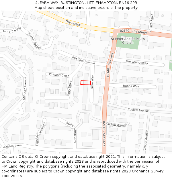 4, FARM WAY, RUSTINGTON, LITTLEHAMPTON, BN16 2PR: Location map and indicative extent of plot