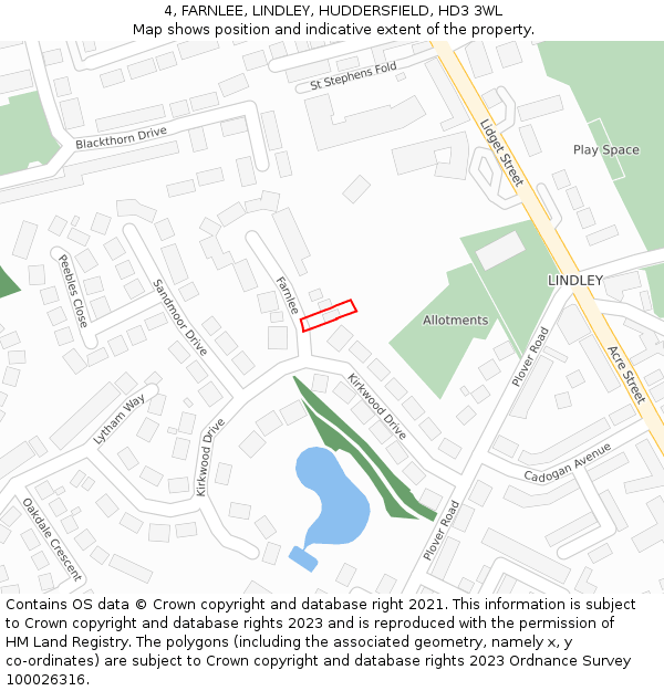 4, FARNLEE, LINDLEY, HUDDERSFIELD, HD3 3WL: Location map and indicative extent of plot