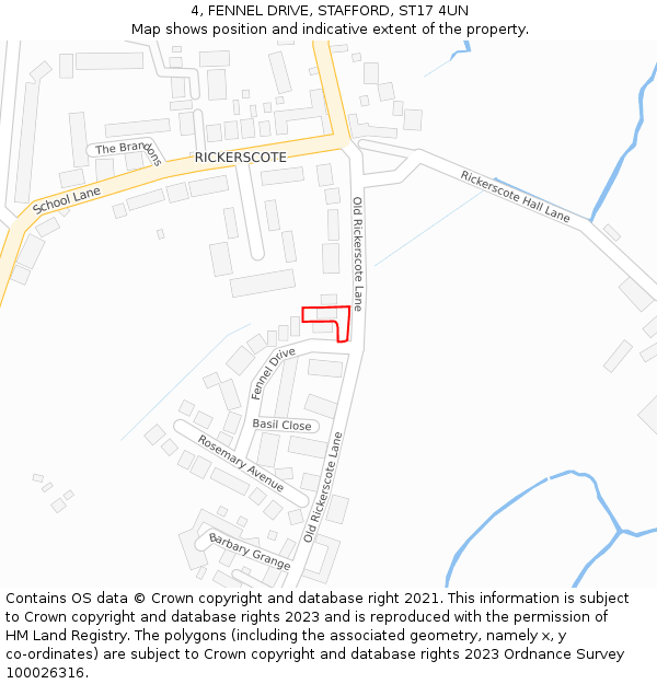 4, FENNEL DRIVE, STAFFORD, ST17 4UN: Location map and indicative extent of plot