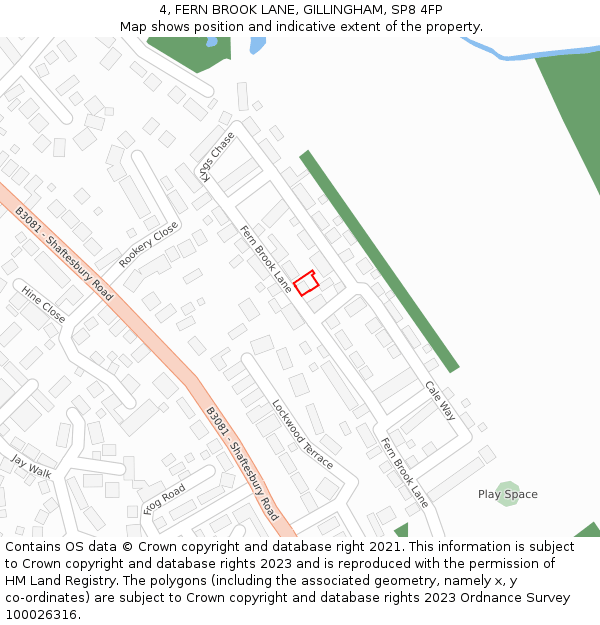 4, FERN BROOK LANE, GILLINGHAM, SP8 4FP: Location map and indicative extent of plot