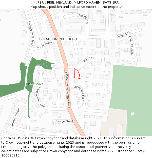 4, FERN RISE, NEYLAND, MILFORD HAVEN, SA73 1RA: Location map and indicative extent of plot