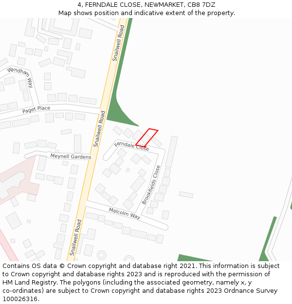 4, FERNDALE CLOSE, NEWMARKET, CB8 7DZ: Location map and indicative extent of plot