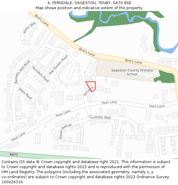 4, FERNDALE, SAGESTON, TENBY, SA70 8SE: Location map and indicative extent of plot