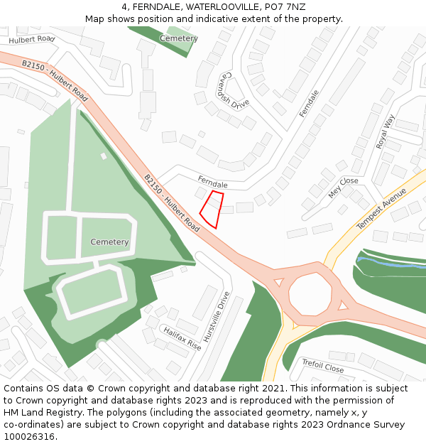 4, FERNDALE, WATERLOOVILLE, PO7 7NZ: Location map and indicative extent of plot