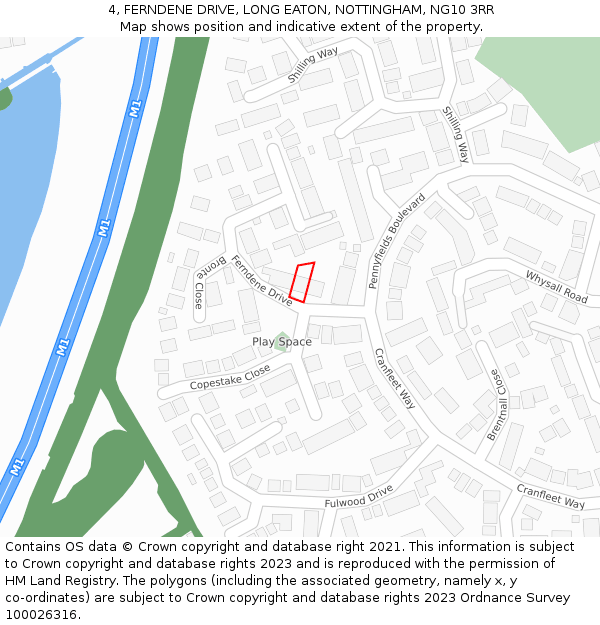 4, FERNDENE DRIVE, LONG EATON, NOTTINGHAM, NG10 3RR: Location map and indicative extent of plot