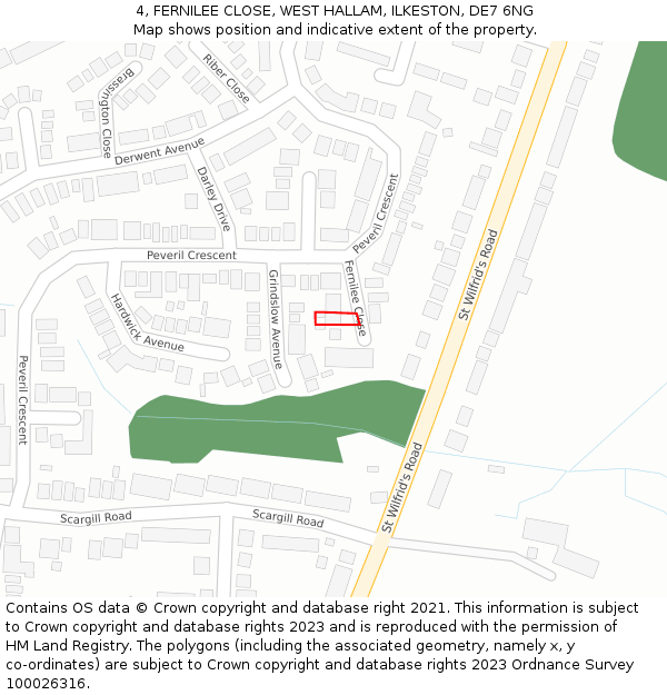 4, FERNILEE CLOSE, WEST HALLAM, ILKESTON, DE7 6NG: Location map and indicative extent of plot
