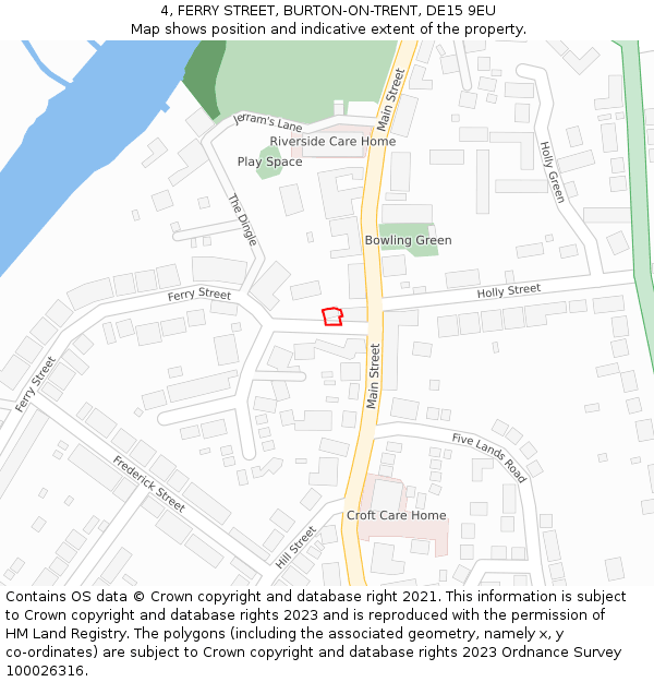 4, FERRY STREET, BURTON-ON-TRENT, DE15 9EU: Location map and indicative extent of plot