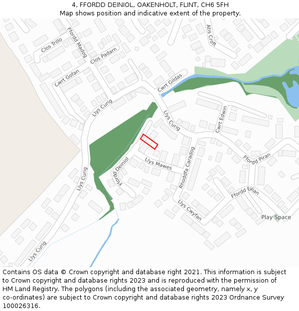4, FFORDD DEINIOL, OAKENHOLT, FLINT, CH6 5FH: Location map and indicative extent of plot