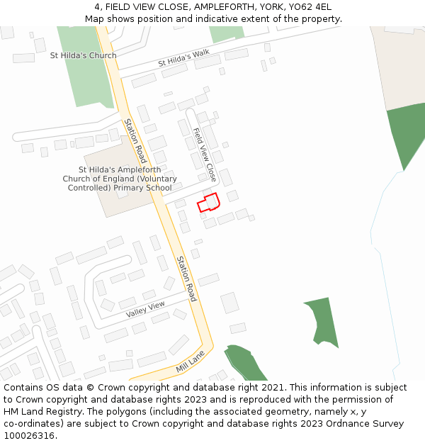 4, FIELD VIEW CLOSE, AMPLEFORTH, YORK, YO62 4EL: Location map and indicative extent of plot