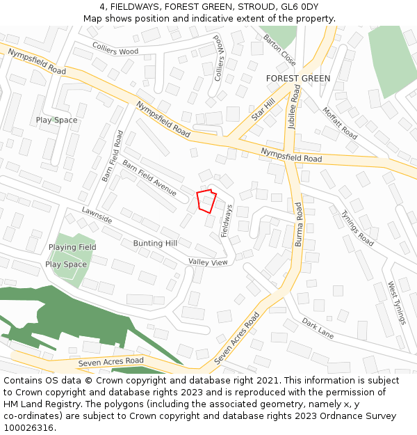 4, FIELDWAYS, FOREST GREEN, STROUD, GL6 0DY: Location map and indicative extent of plot