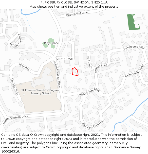 4, FIGSBURY CLOSE, SWINDON, SN25 1UA: Location map and indicative extent of plot
