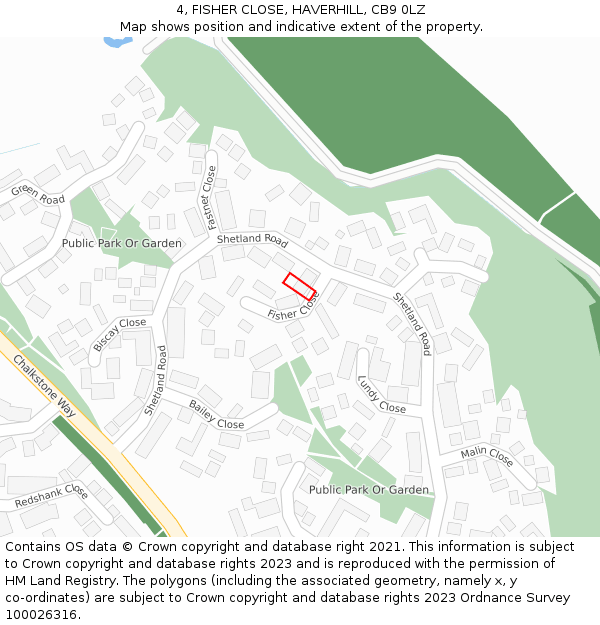 4, FISHER CLOSE, HAVERHILL, CB9 0LZ: Location map and indicative extent of plot