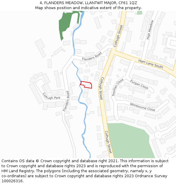 4, FLANDERS MEADOW, LLANTWIT MAJOR, CF61 1QZ: Location map and indicative extent of plot
