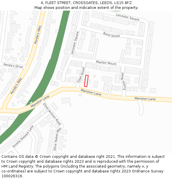 4, FLEET STREET, CROSSGATES, LEEDS, LS15 8FZ: Location map and indicative extent of plot