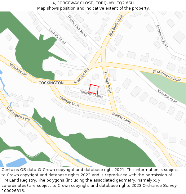 4, FORGEWAY CLOSE, TORQUAY, TQ2 6SH: Location map and indicative extent of plot